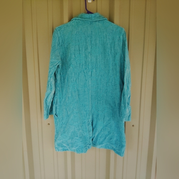 Women's Teal Blue Coat Jacket Size Large Bohemian Boho Hippie Southwestern - Picture 4 of 4